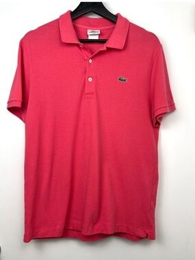 Lacoste Cotton Pique Polo Shirt size 6/L Coral Pink Preppy Golf 80s